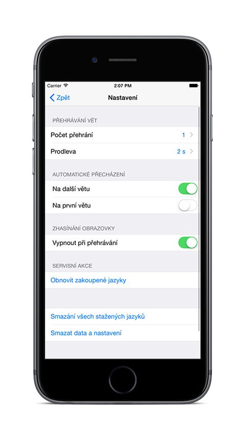 Angličtina PREMIUM na iPhone 6 - nastavení