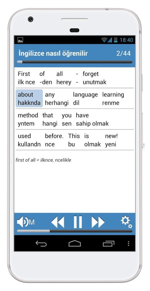 Klasická angličtina na smartphonu s Androidem - věta